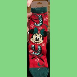 Festive Minnie Mouse Christmas Socks - Disney Parks, Unisex Fit, New with Tags